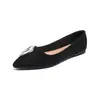 Zapatos Franceses de Gamuza 2026, Nuevos Zapatos de Mujer para Primavera y Otoño, Punta Fina Puntiaguda con Hebilla de Pedrería, Zapatos Planos con Hebilla de Copo de Nieve