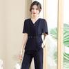 Conjunto de Verão de Manga Curta para Mãe, Moda 2023 Novo Estilo, Conjunto Casual de Duas Peças para Mulheres de Meia-Idade e Idosas, Efeito Emagrecedor