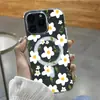 [Succión Magnética Magsafe] Funda Blanca con Diseño de Margarita para Teléfono Móvil Apple 15/18Promax para Todas las Series de iPhone