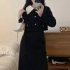Conjunto de Dos Piezas de Pana con Cuello de Muñeca, Chaqueta Corta de Manga Larga y Falda de Longitud Media para Mujer, Nuevo Verano 2023, Estilo Francés