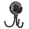 Ventilador para carriola diseño de pulpo, anti-pellizco para bebés y niños, ventilador portátil de mano para alimentar, funcionamiento silencioso