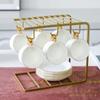 Estilo Europeo Pequeño Lujo Phnom Penh Juego de Tazas de Café Cerámica Taza Hogar Simple Juego de Té de la Tarde Juego de 6 Piezas con Portavasos