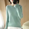 Suéter fino de punto para mujer personalizado de fábrica, cuello redondo, color liso, jersey, elegante, estilo corto, top de manga larga, suéter para mujer