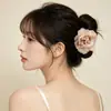 Novo prendedor de cabelo garra de flor estilo chinês degradê, parecido com fada, para mulheres, prendedor de cabelo grande de rosa, prendedor de tubarão de alta qualidade para a parte de trás da cabeça