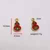 Accesorios Tradicionales de Esmalte Color Oro Conservante Estilo Nacional Colgante de Calabaza Carácter de Fortuna Cloisonné Colgante para Joyería de Collar Pulsera DIY