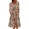 Vestido Casual Amplo de Meia-manga com Gola Alta Estampado Redonda Primavera/Verão 2022 Transfronteiriço Amazon para Mulheres