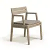 Mesas y Sillas de Exterior, Jardín de Patio de Villa, Mesa Larga de Madera Maciza, Muebles de Ocio para Terraza de Casa Modelo, Mesa de Comedor de Exterior de Diseñador