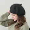 Nuevos gorros boina de otoño e invierno, boinas retro estilo británico para pintoras, elegantes boinas de lana con rejilla, boinas de moda para mujer