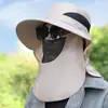 Sombrero de Pescador con Mascarilla Desmontable para Hombre, Sombrero Transpirable para Pesca al Aire Libre, Sombrero para Recoger Té, Sombrero Versátil con Protección para el Cuello