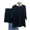 Estação Europeia 6535 Conjunto de Algodão Feminino Verão Fino Tamanho Grande Solto Slim Estilo Hong Kong Manga Curta Shorts Conjunto de Duas Peças
