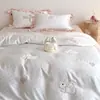 Juego de 4 piezas estilo princesa de verano estilo coreano con lunares, 60 hilos, Tencel Lenzing, con funda nórdica fresca y sedosa para cama de niñas