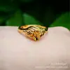 Anillo de Oro Imitación Arena Vietnamita para Mujer, Anillo de Flor de Coche de Amor, Anillo Abierto para Mujer, Ajustable, Regalo para Transmisión en Vivo, Venta al por Mayor