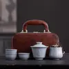 Juego de Té Kung Fu de Viaje Horno Dingge Tetera Cerámica Portátil para Viajes al Aire Libre Regalo de Negocios