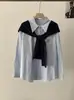Chal de Punto de Moda Omalai Camisa Bordada de Manga Larga Nueva Primavera Estilo Coreano Top en Capas 6145