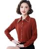 Camisa de manga comprida feminina primavera e outono 2023, design estilo coreano, senso de nicho, laço, estilo estrangeiro, camisa slim fit interna