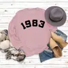 Amazon desejo outono e inverno europeu e americano feminino 1983 estampado solto gola redonda suéter casual pullover top camisa