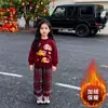 Ropa de Año Nuevo para Niños y Niñas, Pantalones Cálidos a Cuadros Forrados de Polar para Niños Pequeños y Medianos, Conjunto de Sudadera Roja Ancola, Conjunto de Dos Piezas