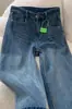 Jeans Reto de Veludo Azul para Mulheres no Outono e Inverno Corpo em Pera Tamanho Grande Solto Cintura Alta Skinny Flare Calças de Perna Larga