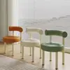 Taburete de maquillaje para habitación de niña, color crema, estilo nórdico minimalista moderno, taburete de comedor para el hogar con respaldo, taburete de tocador suave acolchado de lujo ligero