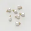 Perlas de Agua Dulce Naturales Chapadas en Oro de 18 Quilates, Cuentas Blancas en Forma de Botón, Colgantes para Manualidades Hechas a Mano con Cuentas en Forma de Gota Pequeña