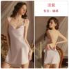 Lencería de Seda Hielo Sexy sin Espalda con Escote en V Profundo Push-Up Acolchado Lujosa y Casual Conjunto para el Hogar 5262