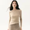 Nova coleção de outono: suéter feminino de cashmere, gola redonda, caimento justo, valoriza a silhueta, segunda pele de tricô, pulôver versátil, top macio