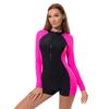 Nuevo Traje de baño sexy de una pieza para mujer de comercio exterior europeo y americano para aguas termales, surf, buceo, cremallera, manga larga, traje de baño estampado para mujeres