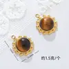 Colgante de Acero Titanio con Piedra Ojo de Tigre Transfronterizo Baño de Oro Real de 18K Acero Inoxidable que Conserva el Color Accesorios para Collar Pulsera DIY Pendientes