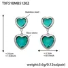 Acero Inoxidable Corazón Cortado Borde de Pan Piedra de Vidrio Bola de Acero Conjunto de Collar Pulsera Aretes Chapado en Oro Real de 18K Que No Se Desvanece