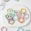 Chaveiro de flor de cinco pétalas com fecho de mola em forma de flor de ameixa perolada pintado com spray esmaltado, acessório DIY para bolsas