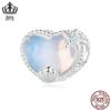 Evelle s925 prata esterlina amor contas pulseira diy contas em forma de coração grãos zircão combinação atacado