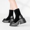 Botines Elásticos Ajustados Estilo Coreano para Mujer Primavera y Otoño 2025 Nuevos Botines Cortos de Suela Gruesa que Aumentan la Altura Botines Tipo Calcetín de Tacón Alto Tacones Gruesos