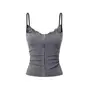 Camisole cinza patchwork estilo americano para mulheres, novo modelo de verão, renda falsa de duas peças, top justo doce e picante