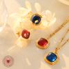 Marca estilo francés nicho cuello blanco chicas oficinistas colgante de piedra de cristal cadena clavicular aretes collar traje de joyería