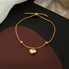 Collar de acero de titanio con costuras de amor chapado en oro de 18 quilates para mujer, cadena de clavícula vintage con forma de corazón, accesorios para suéter.