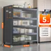 Estante de Cocina de Pie Gabinete de Almacenamiento Multicapa Horno de Microondas Doméstico Gabinete Multifuncional con Puerta Gabinete de Almacenamiento a Prueba de Polvo