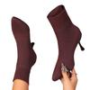 Plus size Comércio Exterior Europeu e Americano 2024 Botas Finas Botas Curtas de Salto Alto Femininas Botas de Malha Outono e Inverno Botas Simples Bico Fino Sapatos de Salto Fino para o Inverno