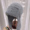 Gorro de Lana Suave y Ceroso tipo Terciopelo Ruso Agradable para la Piel Protección para los Oídos de Invierno Cálido Gorro de Punto de Pelo de Conejo Correas Versátil Gorro Lei Feng