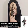 Padrão de Caligrafia Hanzi Cruzado Espada Longa Tatuagem Colorida Adesivos Estilo Tinta Impermeável Durável Braço Braço Inteiro Perna Inteira