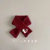 Cachecol de Lã Vermelho Infantil para Ano Novo e Natal, Aquecedor de Pescoço Cruzado à Prova de Vento Quente para Outono e Inverno, Desenho Animado Fofo para Meninos e Meninas