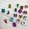 Letras Metálicas Eletrodepositadas em Acrílico com Furo Grande Contas para Corrente de Celular DIY Pingentes Artesanais Acessórios Atacado