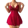 Comercio Exterior Europeo y Americano Tallas Grandes Lencería Sexy Encaje Sexy Camisón con Liguero Empalme de Malla Transparente Pijama Venta al por Mayor de Fábrica