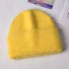 Chapéu de Lã Tricotado Quente Chapéu de Lã Mesclada com Caxemira Confortável e Versátil Venda Direta da Fábrica Cor Lisa Circunferência da Cabeça Grande Deixa o Rosto Menor