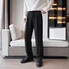 Calças de Sarja Pretas Masculinas Novo Estilo Marca Trendy cleanfit High-End Largas Casuais de Perna Reta Roupa Masculina