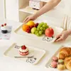 Celebridade da Internet Bandeja de Urso Prato Retangular de Plástico Prato de Frutas de Grau Alimentício Doméstico Bandeja de Chá para Sala de Estar Bandeja de Armazenamento de Lanches