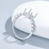 Anillo de plata de ley maciza S925, base hueca de fondo plano de 9 mm, estilo de lujo ligero para transmisión en vivo DIY de jade ámbar, patrón de espiga de trigo hueco