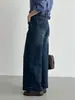 Oufan Nuevo Artículo: Pantalones Vaqueros de Cintura Alta Elásticos con Cinturón de Bufanda de Seda Retro para Mujer, Pantalones Rectos Adelgazantes para Otoño 11450