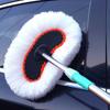 Cepillo de seda de leche para lavado de autos, varilla larga, mango largo, telescópico, de pelo suave, trapeador para lavado de autos, cepillo de agua, herramientas de limpieza de autos, trapeador de fábrica