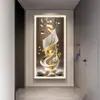 Pintura decorativa moderna de lujo ligero para sala de estar, mural de valla de mueble de TV de alta gama, pintura de luz LED para el pasillo de entrada frente a la puerta