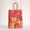 Série Natal Vermelha Sacos para Embalagem de Presente Sacos de Papel Kraft Atacado Sacolas Tote para Festa e Feriado Sacos para Doces e Presentes